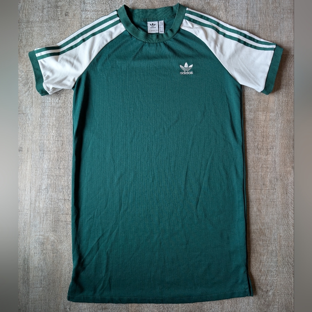 Adidas Green White 3-Stripe Raglan Dress Size M